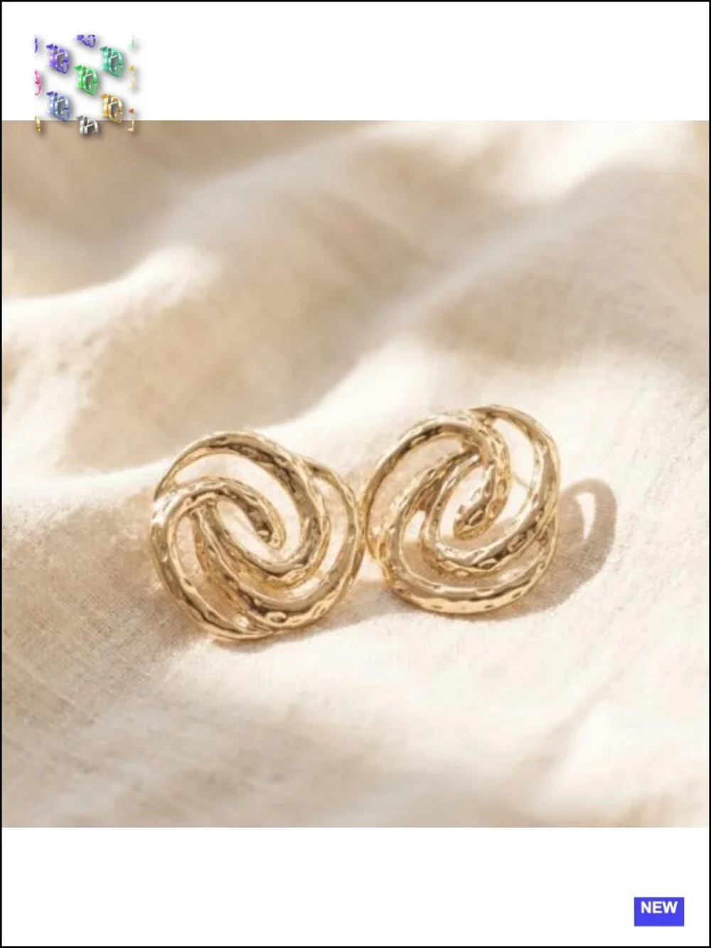 Hammered Abstract Swirl Knot Dangle Earrings, Lightweight Post Back, Statement